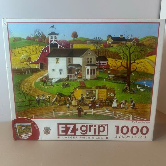 Master Pieces Bob Pettes 72044 Travelling Man EZ Grip 1000 Piece Jigsaw Puzzle - Picture 1 of 7
